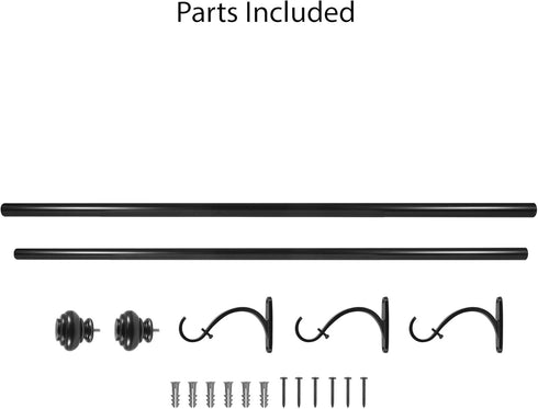 Decopolitan 1-Inch Urn Single Window Treatment Rod Set, 36 to 72-Inch, Antique Silver