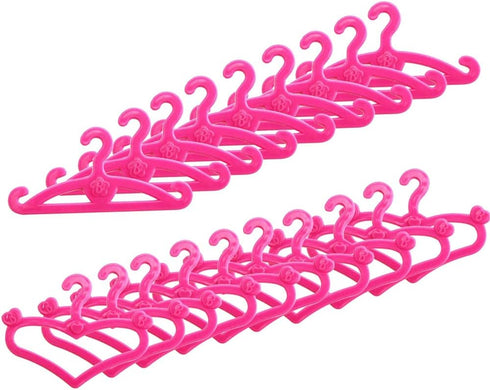 60 E-TING PCS Pink Plastic Little Hangers for Girl Doll Dress Clothes Gown Doll Clothes Accessories