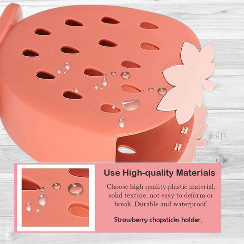 AKOAK 1 Pack Strawberry Chopsticks Stand, Cutlery Storage Box for Spoons, Chopsticks, Knives, and Other Utensils