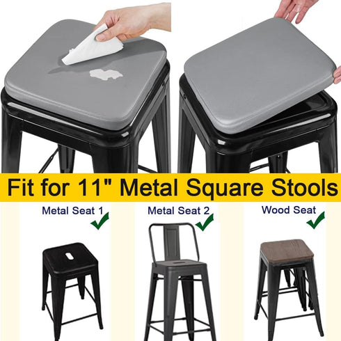 4 Pack, 4) SINOSSO Modern Faux Leather Bar Stool Cushions Leathaire Magnetic Small Chair Pads for Cafe Bistro Stackable