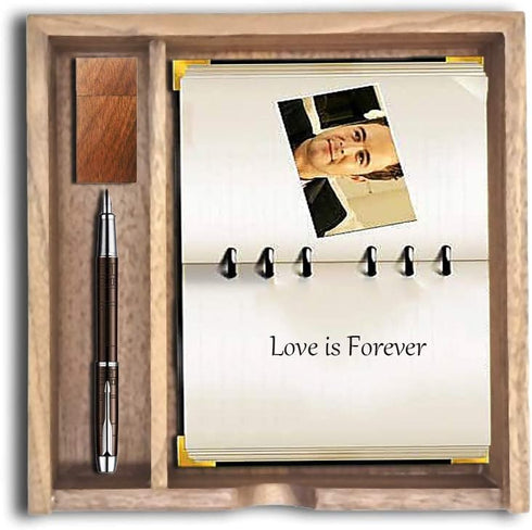 6.73x6.73x1.38inch) Wood Gift Box with Sliding Top, JBOS Discrete Sliding-Lid Wooden Boxes Photo Box Wedding Memory Box