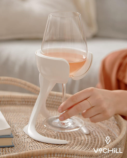 VoChill Stemmed Wine Glass Chiller | Made in USA | Quartz Single - Keeps Wine Perfectly Chilled in Your Glass