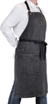 '-2) Denim Apron with Pockets, Professional for Mens Womens Chef Kitchen Cooking Grill BBQ Painting Baking, Black Bib