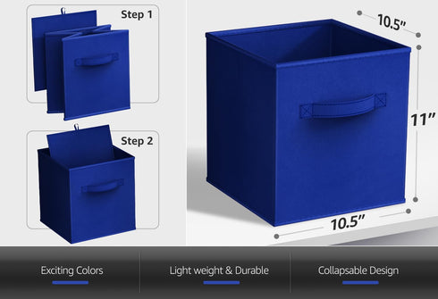 Sorbus Fabric Storage Cubes - 6 Foldable Storage Bins for Organizing Pantry, Toy Box, Clothes Storage & Closet