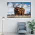 TUMOVO Brown Highland Cow Wall Art | 3 Piece Canvas Prints, 36" Wx24 H, Framed Ready to Hang Decor