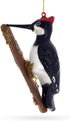 Woodpecker Perched on a Branch Glass Ornament for Christmas