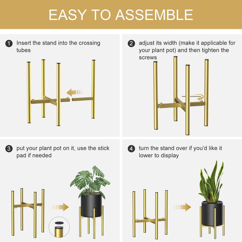 8 9 10 11 12 inches 1Pack, H HOMEXIN Metal Plant Stands for Indoor Plants Adjustable for Planter Mid Century Stable