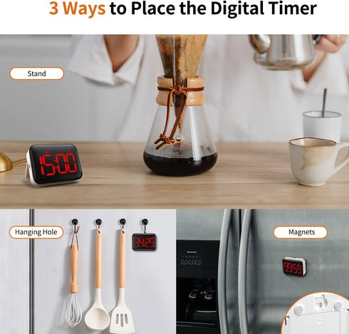 VOCOO Magnetic Kitchen Timer for Cooking, Digital Timer with Count Up Countdown, Battery Powered, Large Display