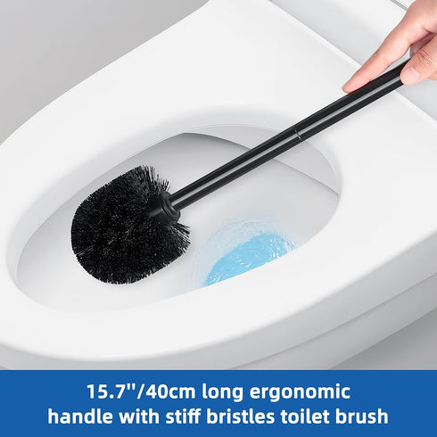 Set 2-in-1 (Pack 2) Qaestfy Toilet Plunger and Brush for Bathroom Cleaning, Long Handle Toilet Bowl Brush with Stiff