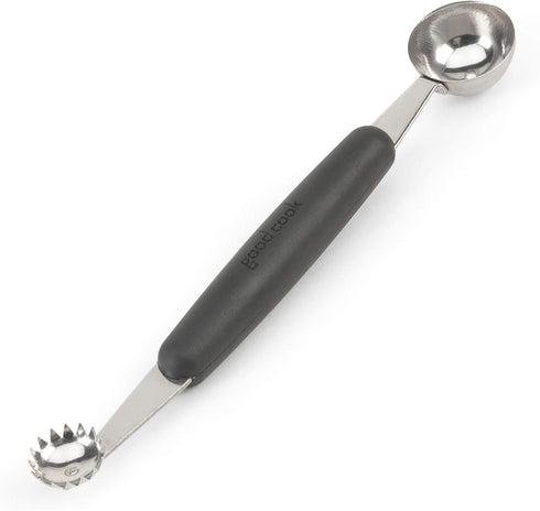 GoodCook Touch 2-in-1 Stainless Steel Melon Baller and Fruit and Veggie Corer Scoop, Silver/Black