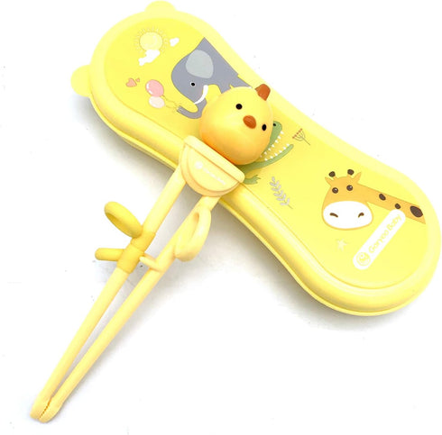 Wakaka Chicken Shape Chopsticks, Easy to Use Training Chopsticks for Children and Adults, Reusable Set (Yellow)