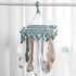 Clothes Drying Hanger with 32 Clips, Drip Foldable Hanging Rack (Light Blue)