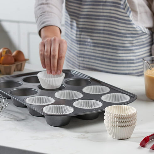 Comfy Package, 500 Pcs Standard Size White Cupcake Liners, Food Grade & Grease-Proof Baking Cups