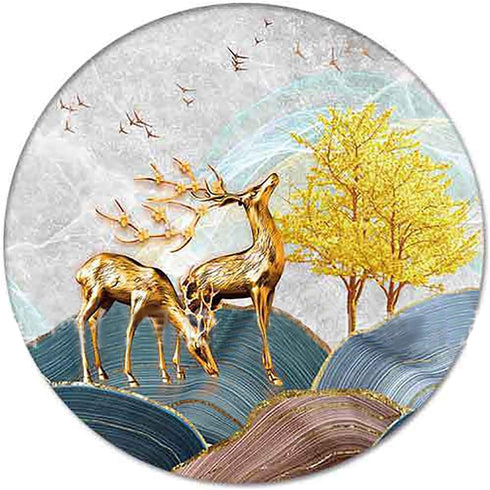 Set 6 Drink Coasters of with Holder, Ceramic Absorbent Boho Coaster for Drinks with Base and Golden Holder