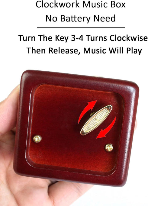 Sinzyo Music Box, Vintage Wood Carved Mechanism, Gift for Birthday, Valentine's Day, Christmas (la Vie en Rose -Wine