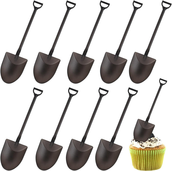 80pcs Mini Shovel Spoons, Disposable Plastic Dessert Spoons for Ice Cream, Pudding, Yogurt, Party Supply, Black