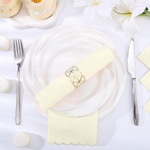 60 2 NatNarr Pcs Ivory Wedding Napkins, Ply Disposable Cream Napkins Decorative Guest Hand Towels for Bathroom Beige