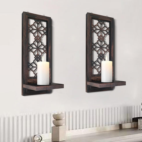 Set 2 Room.(15 x6 ZOLAPI of Candle Sconces, Farmhouse Accent Wall Sconce, Caramel Color Candle Holder Wall Decorations