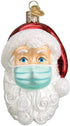 Old World Christmas Santa with Face Mask Blown Glass Ornament, Unique Christmas Tree Decoration for 2020
