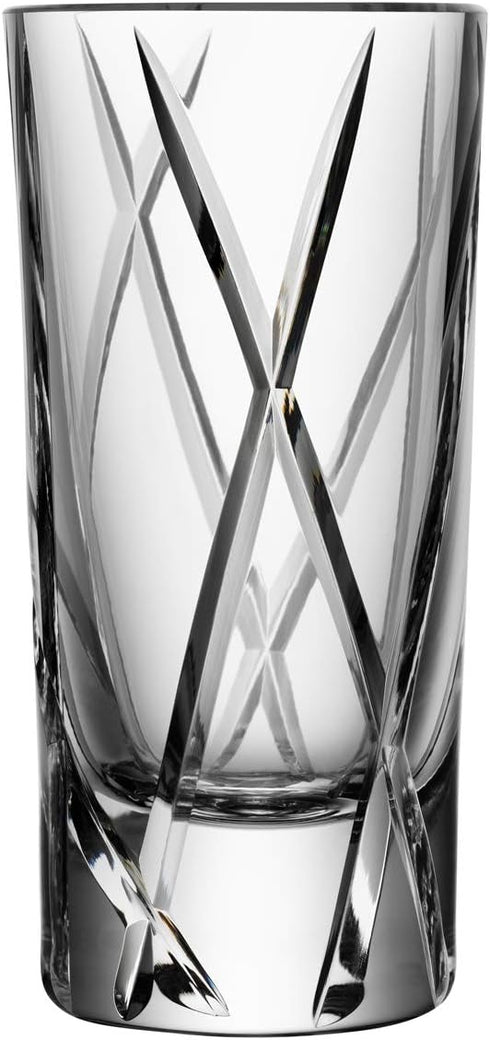 Orrefors City Shot Glasses – Set of 2 with Heavy Base, 1.7 Fl. Oz., Asymmetric Design for Spirits & Shots