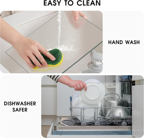 Tempered Glass Cutting Boards for Kitchen Countertop, Clear Glass Cutting Board with Non Slip Feet, Set of 2(12"x16" & 8"x12" Clear Cutting Boards), Heat and Scratch Resistant, Shatterproof by JAMBALAY