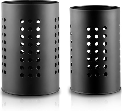 Kitchen Utensils Holder Pack of 2, Black Stainless Steel Caddy, Farmhouse Stylish Organizer and Kitchen Decor, Gift for