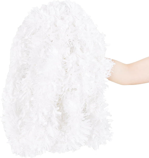 KIMOBER 32.8 Ft White Metallic Christmas Tinsel Garland for Tree and Wedding Party Decorations