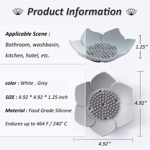 Counter, (4 Pack, Silicone Soap Dishes with Draining. Bathroom Bar Soap Holder for Shower. Soap Tray for Kitchen Sink.