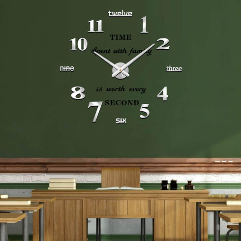 VANGOLD Large Wall Clocks, DIY Modern 3D Wall Clock with Mirror Numbers for Home Office Decor