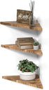 Wall Mounted Rustic Wood Straight Edge Corner Shelf Storage Rack, Bookcase, Floating