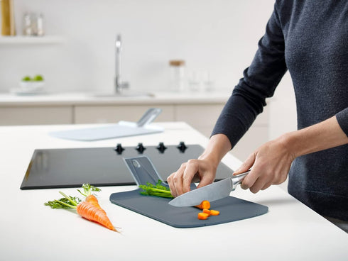Joseph Joseph Chop2Pot Plus Foldable Plastic Cutting Board, Small, Sky Color