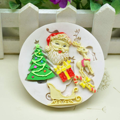Set of 4 Christmas Fondant Molds - Xmas Cake Cupcake Decoration Silicone Chocolate Candy Mold, Christmas Decor