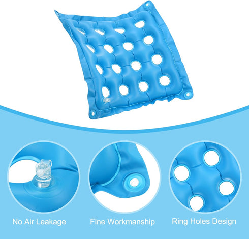 PATIKIL Inflatable Seat Cushion, 2 Pack Portable Air Chair Cushions for Home Wheelchairs Office Chairs, Blue