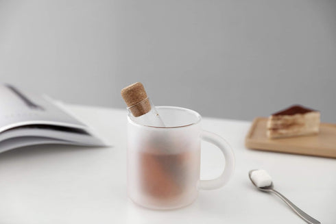 VIVA Travel Glass Tea Infuser Tube with Cork Lid for Brewing Tea On The Go
