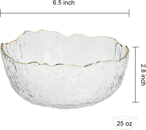 TOSSOW Glass Salad Bowl Irregular Shape Serving Bowls, 25 oz Pyrex Mixing Bowls for Kitchen Prep, Fruit, Snack, Dessert, and Candy Dishes or Nut Bowls(Transparent) by T TOSSOW