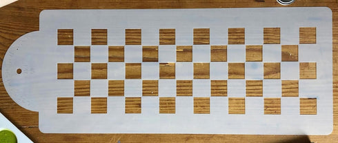 Designer Stencils C721 Checkerboard Cake Stencil Side, Beige/Semi-Transparent