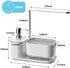 LUNHAJIN Set 4-in-1 Countertop Kitchen Soap Dispenser with Tray and Sponge Holder, Dish and Hand Soap Dispenser