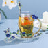 Glass Coffee Mug, Antique Birthday Christmas Gift for Women, Mom, Sister, Girlfriend, Flower Butterfly Cup (Tall Blue)
