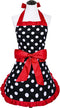 Violet Mist Vintage Apron for Women with Pockets, Cute Polka Dot Retro Stylish Apron (Red)