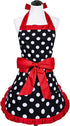 Violet Mist Vintage Apron for Women with Pockets, Cute Polka Dot Retro Stylish Apron (Red)
