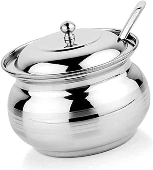 Rastogi Handicrafts Stainless Steel Small Pot, 200 ml Capacity for Oil, Ghee, Salt, Tea, Coffee, Spices, Sugar (1)