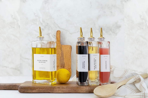 Set 2 Molimoli Olive Oil Dispenser Bottle for Kitchen, Automatic Pourer, Glass Thin Bottle Dispenser for Kitchen, Olive