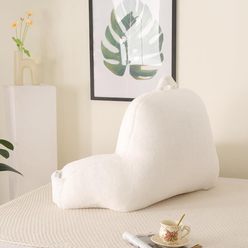 Fur,Large(19")) Reading Pillow for Sitting in Bed,Large Backrest Reading Pillow with Arm Rest,Back-Rest Support Cushion