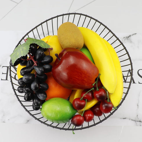 ginojex 21 Set Pcs Simulation Fruits Mixed Lifelike Artificial Grape Fake Apple Lemon Banana for Home Decor Photography