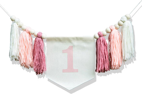 Troxueo 1st 1st Pink Birthday high Chair Banner - First Party Decorations for Girl's Birthday, Blush Pink Cake Smash
