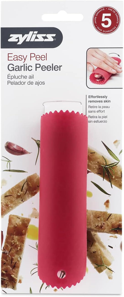 Zyliss Garlic Peeler, Silicone Tube Roller for Easy Garlic Skin Removal, Dishwasher Safe, Red
