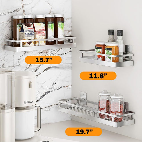 kaileyouxiangongsi SUS304 Stainless steel Wall Mount Spice Rack Storage Basket - Seasoning Container, Kitchen Spice