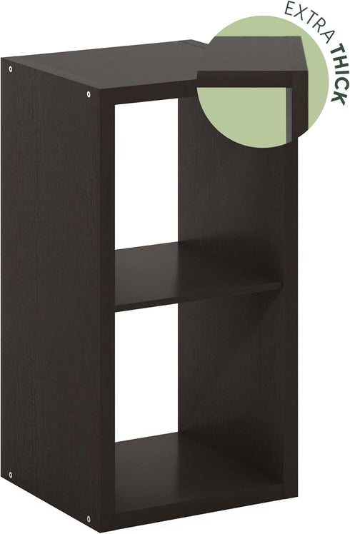 Furinno Cubicle Open Back Decorative Cube Storage Organizer - 2, Dark Oak