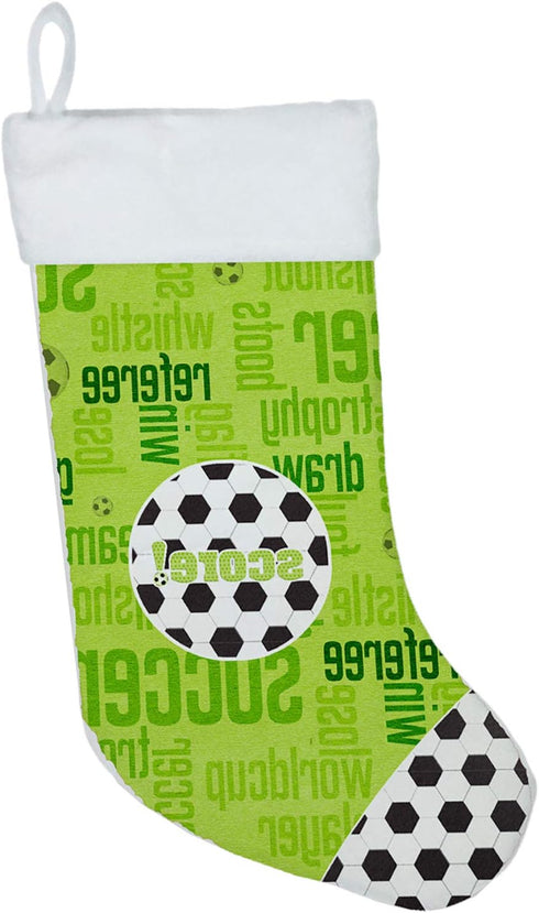 Caroline's Treasures SB3154-CS Soccer Score Christmas Stocking, Holiday Decor for Fireplace