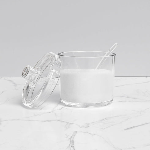 Quald Sugar Container with Lid and Spoon,Sugar Bowl Acrylic Jar for Coffee Bar Accessories Coffee Canister Kitchen